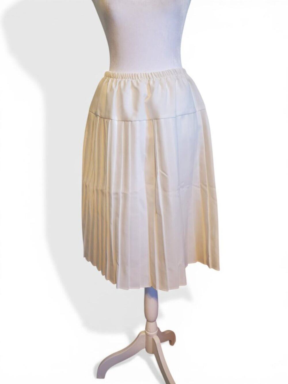 Vintage 70s White Pleated Midi Skirt Women's Size 16 Light Academia